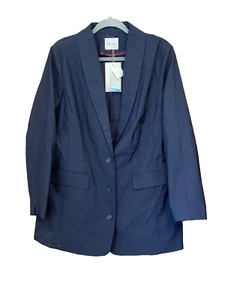 Sheego Plus Size 20 Navy Blue Button Front Long Sleeve JACKET Smart - Picture 1 of 2
