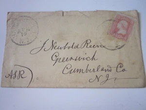 1860'S US Postal History CANCEL HADDONFIELD NJ COVER 3C WASHINGTON #65 LOT B - Picture 1 of 4
