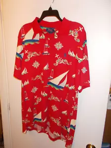 NWT Mens Large Polo Ralph Lauren Maritime Sailboat Red Polo Shirt New $98.50 - Picture 1 of 3