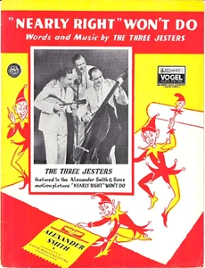 1939 very rare ALEXANDER SMITH CARPETS AD MOVIE Sheet Music THE THREE JESTERS - Picture 1 of 6