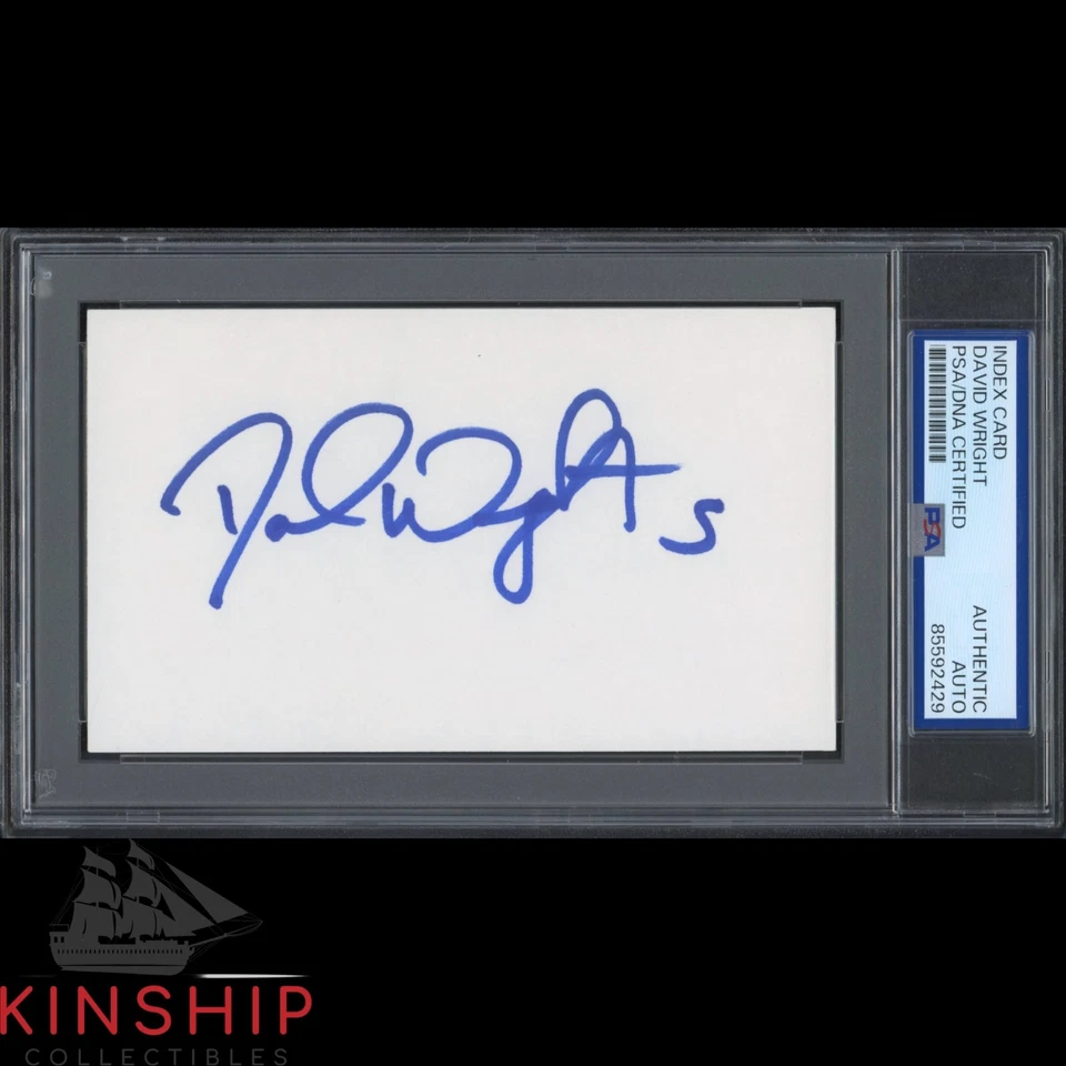 David Wright signed 3x5 Index Card PSA DNA Slab Mets Baseball Auto C5383 - Image 1 of 1
