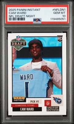 2025 Panini Instant #NFLDN1 Cam Ward NFL Football Draft Night RC Rookie PSA 10 - Image 1 of 2