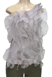 Top donna Bebe monospalla con volant grigio taglia XS - Foto 1 di 6