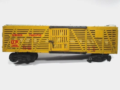Vtg AC Gilbert 20476 American Flyer Yellow Union Pacific Stock Car Junk Train - Image 1 of 4