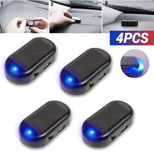 4PCS FAKE WARNING LIGHT SOLAR POWER SIMULATE ALARM ANTI-THEFT FLASHING BLUE - Foto 1 di 7