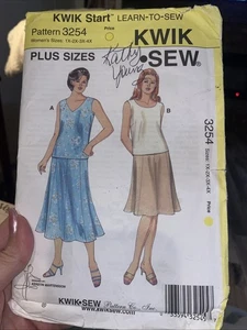 Vintage Kwik Sew Skirt And Top Sewing Pattern 3254 Size 1X-4X Uncut - Picture 1 of 4