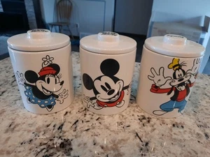 Disney Mickey Mouse , Minnie, Goofy 9" x 5" Ceramic Canisters--READ CONDITION ! - Picture 1 of 18
