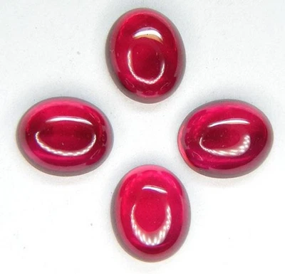4 PCS. /22.09CT. OVAL CABOCHON CUT 11x9 MM. PIGEON BLOOD RED RUBY LAB CORUNDUM - Image 1 of 2
