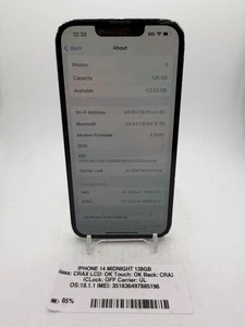 Apple iPhone 14 - Mitternacht - 128GB - (Entsperrt) - A2649 - Funktionsfähig - Bild 1 von 9