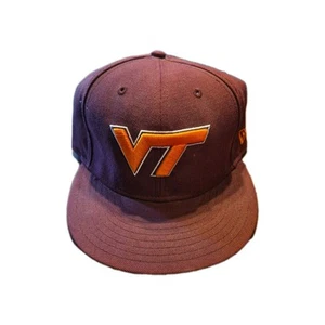 New Era Virginia Tech VT Hokies 59FIFTY Hat Fitted Size 7 1/2 Logo Football - Picture 1 of 3
