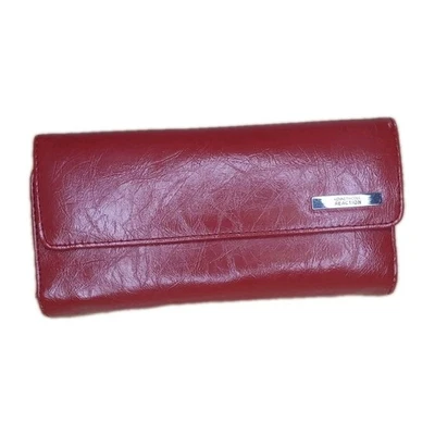 Kenneth Cole Reaction Long Tri-fold Wallet Elongated Clutch Purse Lipstick Red  - Image 1 of 4