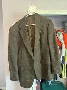 Brown Check Pattern Blazer With Elbow Pads. 2 Button. Men’s 42R. Gently Used - Picture 1 of 9