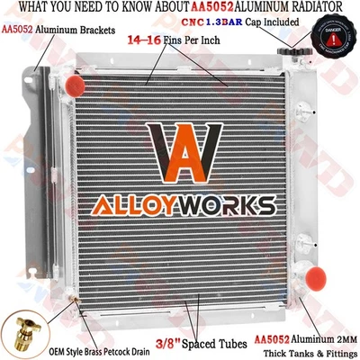 Radiador de aluminio de 4 filas para Jeep Wrangler TJ YJ 1987-2006 2005 Chevy GM SBC V8 Foto 1 de 4