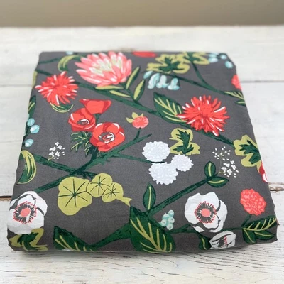 Funda nórdica floral West Elm Garden enrejado KING bosque abstracto vacaciones gris Foto 1 de 4