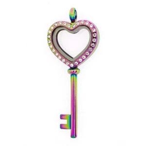 Elegant Love Key Necklace Pendant Women Glass Case can be Opened Jewelry Gift - Picture 1 of 8