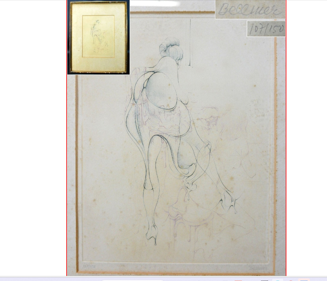 Hans Bellmer Copperplate print Limited edition 107/150 Framed Signed