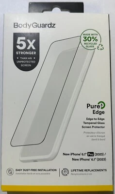 BodyGuardz Pure 3 Edge Glass Screen Protector for Apple iPhone 15 / 15 Pro 6.1" - Image 1 of 2