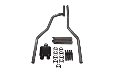Kits de escape dobles de 2,5" para camioneta Ford F-150 98-03 puntas de corte silenciador de 1 cámara Foto 1 de 2