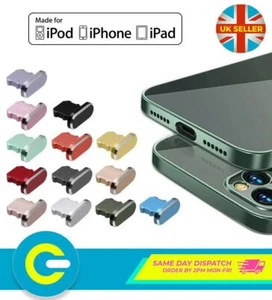 Tappo parapolvere porta caricatore in metallo per iPhone 14 13 12 11 XS XR 8 7 6S 6 SE - Foto 1 di 20