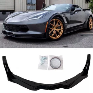 Front Lip Splitter & Side Winglets Stage 5 For 14-19 Corvette C7 Z06 Gloss Black - Picture 1 of 14