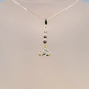 Iolite Moonstone Celtic-Necklace, Celtic Design, 9ct Gold Accents, Gemstone - Picture 1 of 4