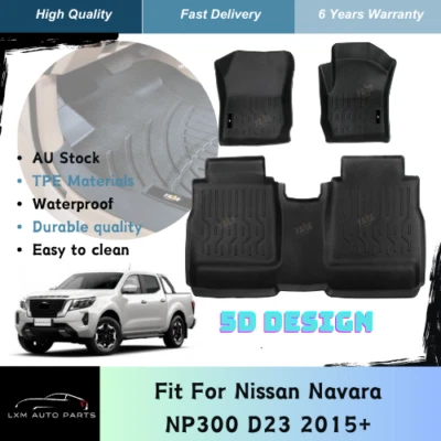 5D TPE Floor Mats for Nissan Navara NP300 D23 2015-Current Waterproof - image 1 of 4