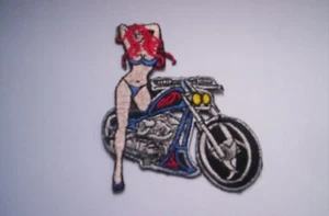 Biker-aufnäher/Patch    Red Hair Babe with Chopper ca 6,5x7,5 cm - Picture 1 of 1