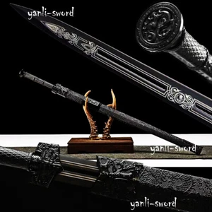 Cool black Dragon Fittings Carbon Steel blade Chinese Sword Han Dynasty Jian - Picture 1 of 10