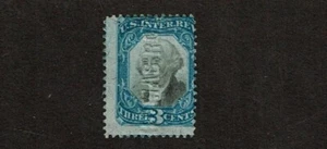 1871 U.S.Revenue Second Issue Docu 3c Blue & Blk Washington p.12 Sc#R105 Cut Can - Picture 1 of 1