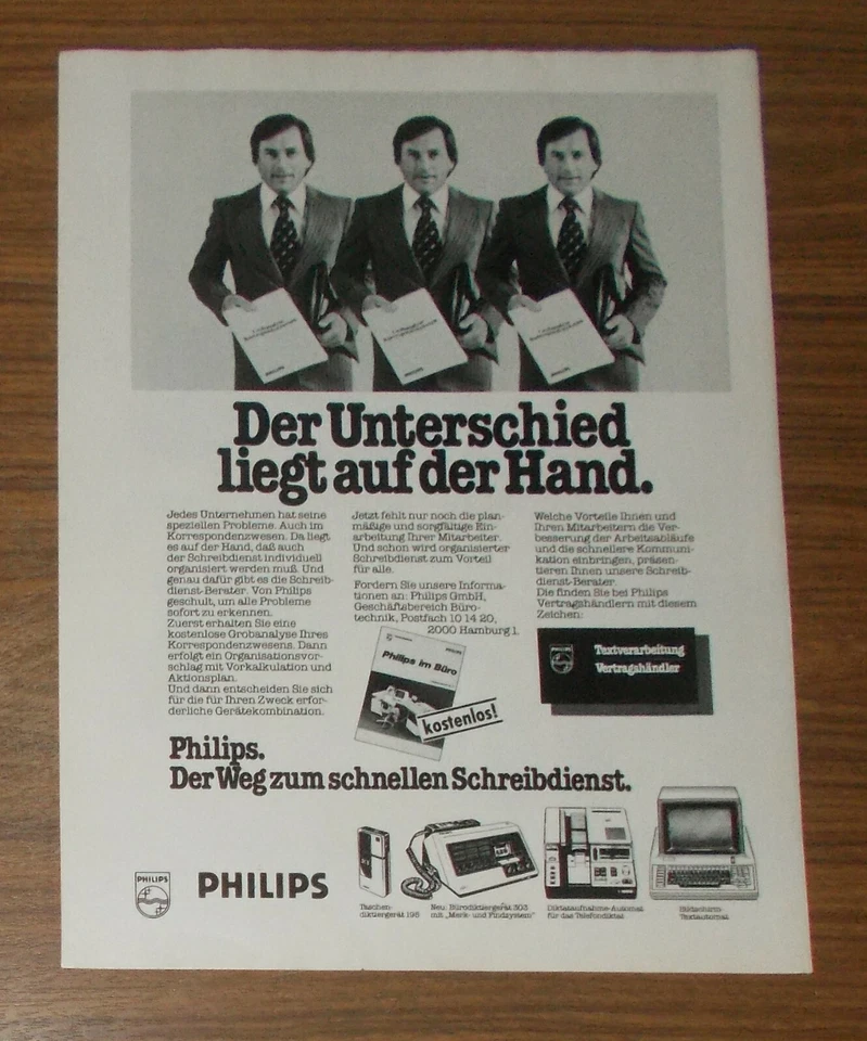 Vintage 1979 PHILIPS P 5002 Word Processor Print Ad advert #2 German - Image 1 of 1