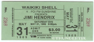 1 1969 JIMI HENDRIX UNUSED FULL TICKET WAIKIKI HAWAII GREEN laminated reprint - Picture 1 of 1