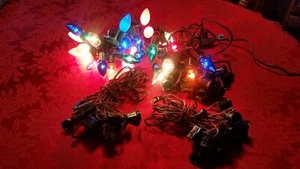VTG C9 CHRISTMAS OUTDOOR LIGHT STRANDS 2 STRANDS OF 25 & 2 STRANDS OF 15 EACH - Picture 1 of 8