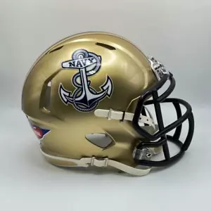Navy Midshipmen CUSTOM Concept Metallic Gold 2016 Anchor Mini Football Helmet - Picture 1 of 3