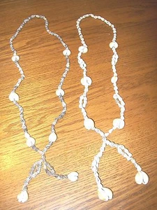 Set of 2 Handmade 26" Sea Shell Necklaces White/Black Similar Design Beautiful - Picture 1 of 7