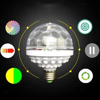 6W RGB Rotating Crystal Ball Bulb Club Show Party Decoration Lights 85-265V - Image 1 of 4