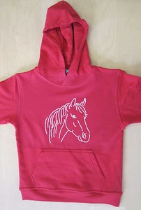 Kinder-Kapuzenshirt mit Strass-Steinen belegt, Motiv Pferdekopf - Bild 1 von 2