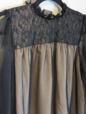 Top Oliver O Whimsigoth Talla L Negro Manga Alfil Encaje Yugo Romántico Hada Foto 1 de 4