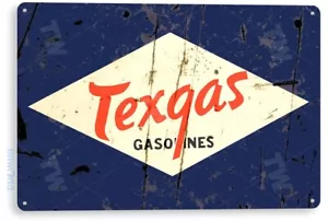 Letrero de gasóleo Texgas, gasolinera, garaje, tienda de automóviles, letrero de lata retro B530 - Imagen 1 de 3