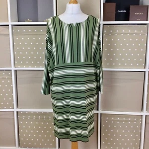 Masai Tunic Top Small Green Stripe Oversized 51" Chest Jersey Lagenlook - Imagen 1 de 13