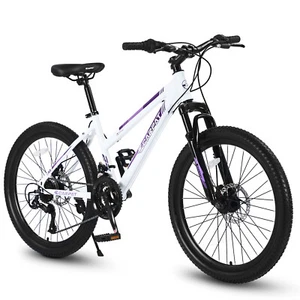24 Inch 21 Speeds Mountain Bike for Teenagers Girls with Dual Disc Brakes - Picture 1 of 8