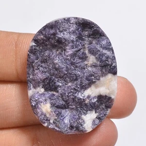 70.50 Cts Natural Purple Lepidolite Oval Druzy Loose Gemstone 34X26X8 mm - Picture 1 of 6