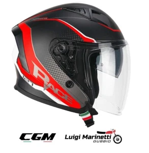 Casco jet d/jet CGM DEEP RACE 127G Nero Opaco rosso red Doppia Visiera L 59 - Picture 1 of 1