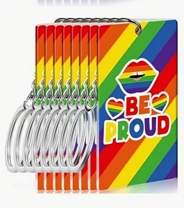 Rainbow Pride Keychains LGBTQ+ Acrylic Keychain Lesbian Gay Pride "Be Proud" - Picture 1 of 3