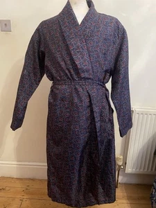 Vintage Stephen Powell Paisley Smoking Jacket Robe Dressing Gown Large blue red - Picture 1 of 7