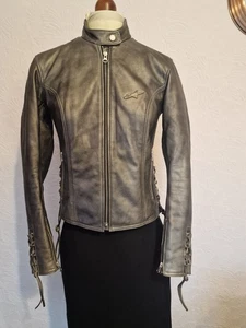 Womans Alpinestars Stella Rider's Cowhide Leather Motorbike Jacket Grey - Picture 1 of 15