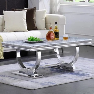 Luxury Circle Base Coffee Table 48 inches Rectangle Living - Picture 1 of 5