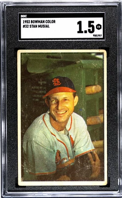 1953 Bowman #32 Stan Musial (HOF) St Louis Cardinals - SGC 1.5 FR Awesome!! - Image 1 of 2