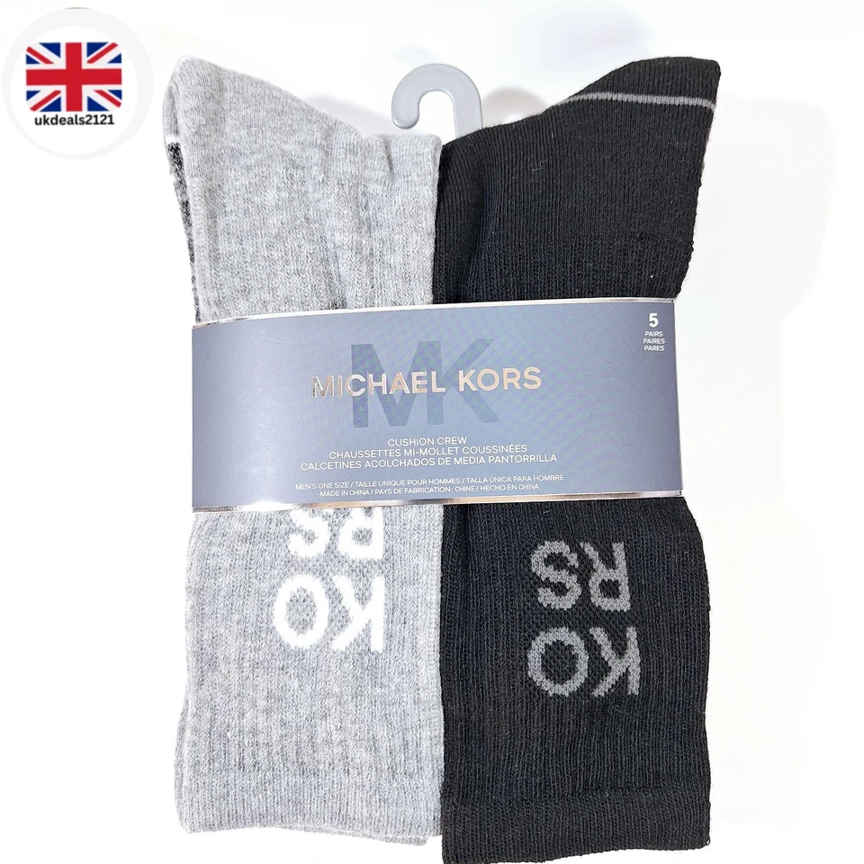 Michael Kors Hombres Calcetines Negros Talla 6.5-11 Calcetines Crew 5 Pares Bota Senderismo Calcetines  Foto 1 de 4