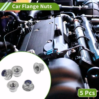 5 Stück M5x0.8 Flanschmuttern Kohlenstoffstahl mit Gummiring für Auto Motorrad - Bild 1 von 4
