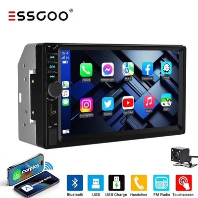 7" Double 2 Din Car Stereo Apple CarPlay Andriod Auto Touch Screen MP5 Radio BT - Image 1 of 4
